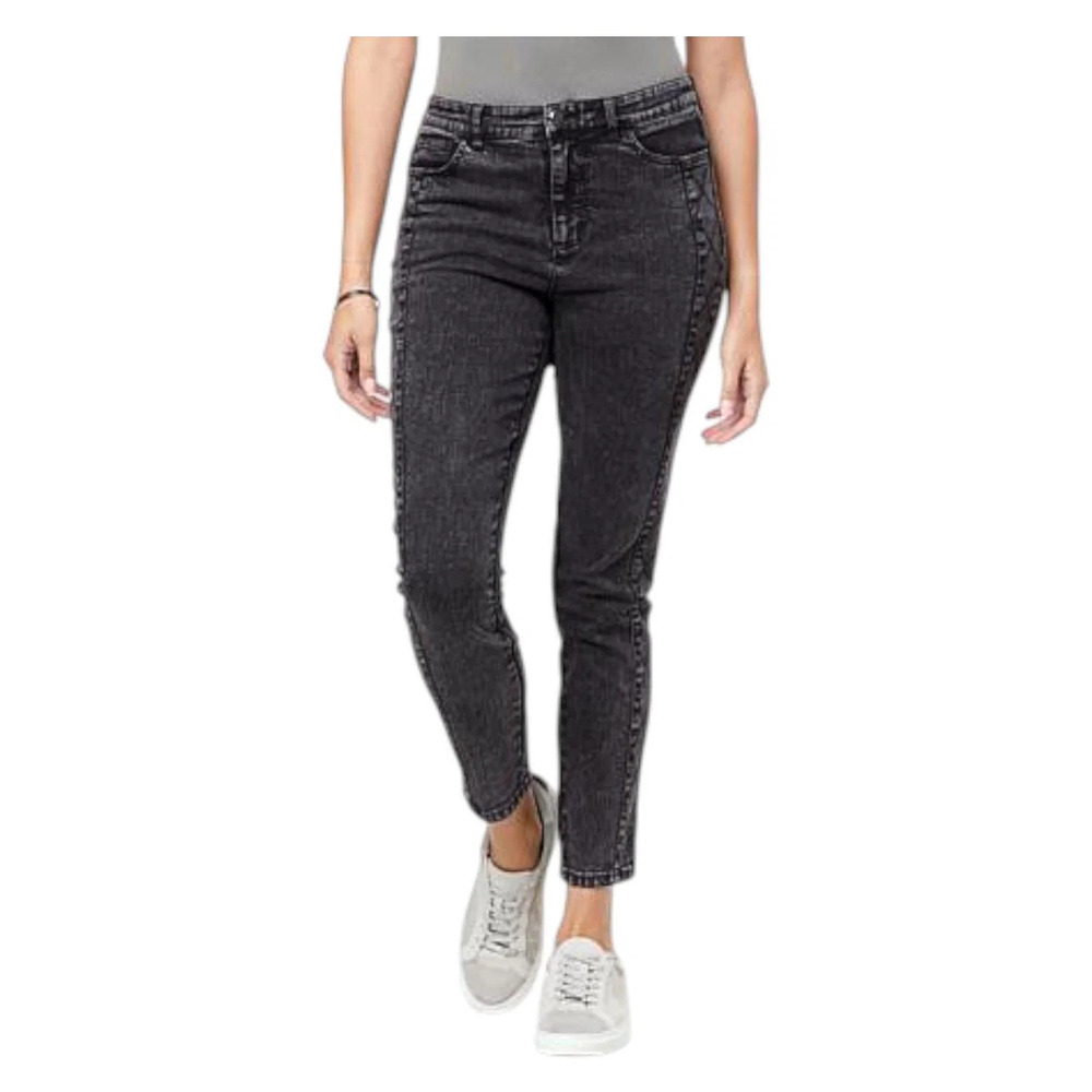 G by Giuliana Women's Denim Quilted Slim-Leg Jean Black Acid Wash - Regular